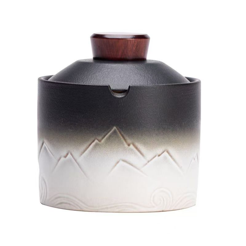 Ceramic ashtray national style creative personality trend office living room home with cover fly ash