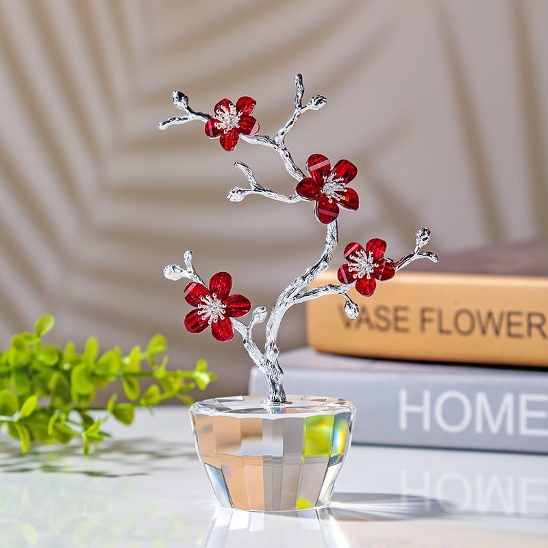 Crystal plum tabletop TV cabinet Home decoration knickknacks Wedding birthday gift