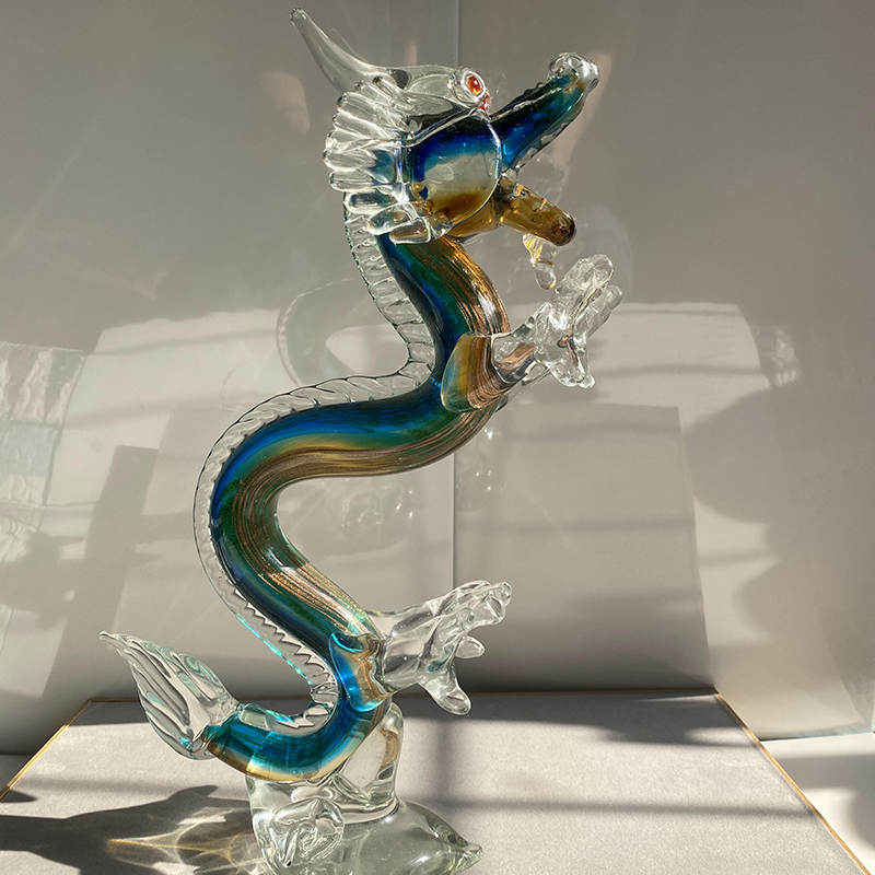 Zibo Boshan glass decoration handicraft dragon zodiac dragon decoration pure handmade birthday gift home