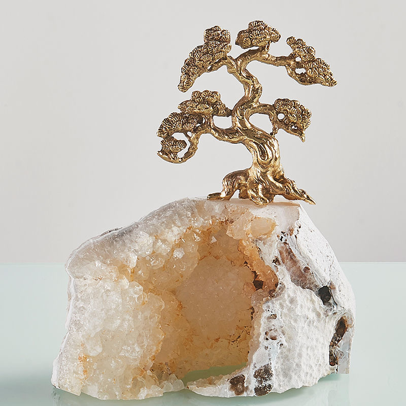 Copper art Ginkgo tree natural stone decoration living room study TV cabinet villa office desktop light luxury