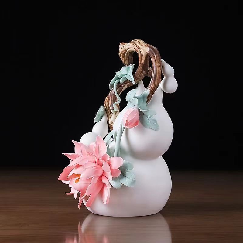 Pure hand kneaded ceramic gourd decoration high appearance level exquisite Fulugui office moving to new home fortune gift