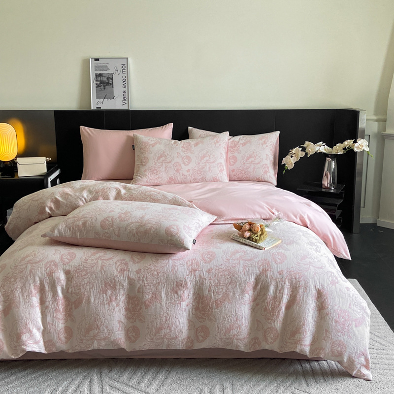 High-end Class A all-cotton washed cotton bed four-piece set