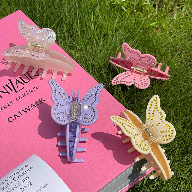 Heavy diamond butterfly emijay with the same large grab summer small luxury back head spice girl hair grab