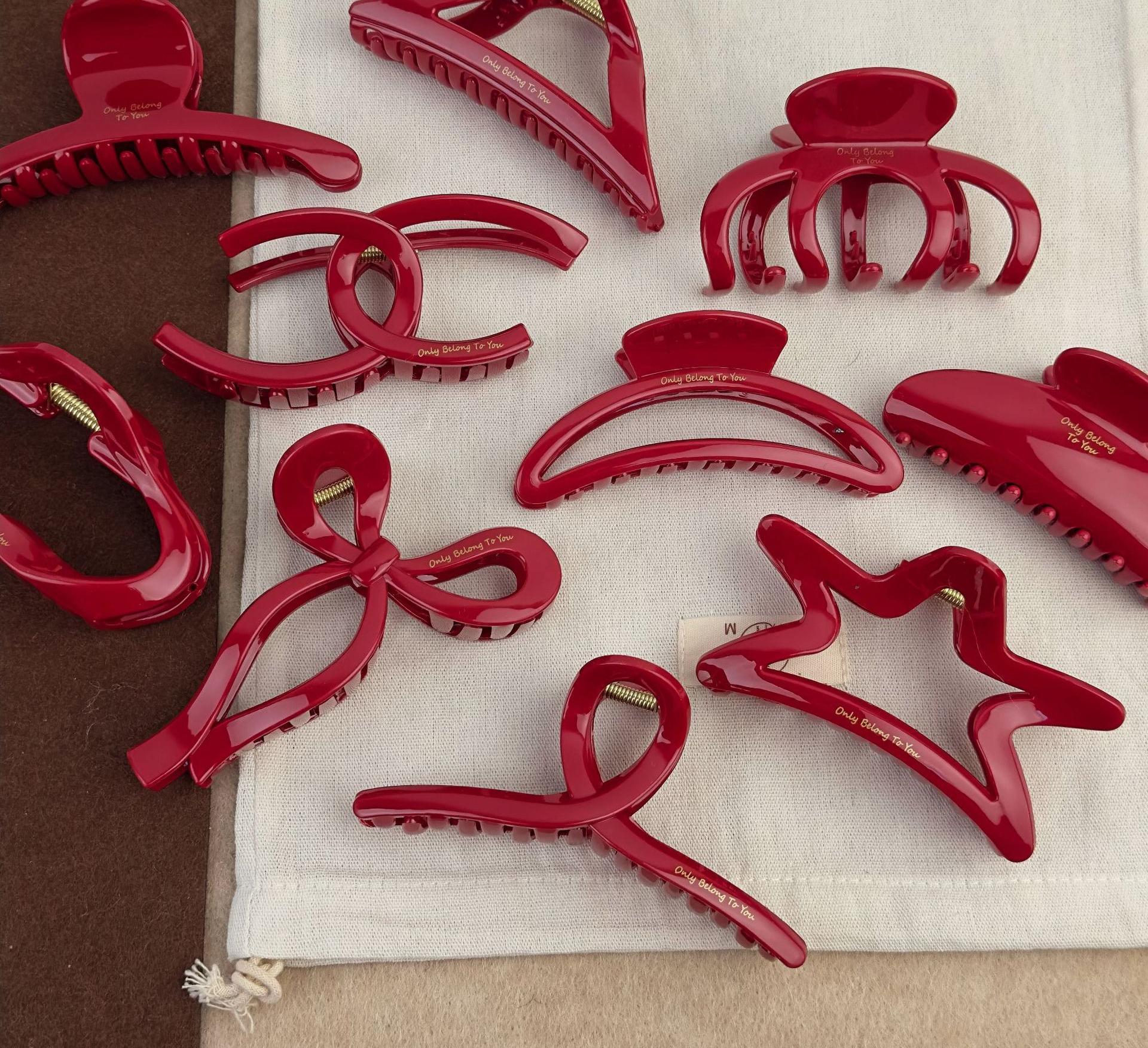 French resin large clip lettering gold label back head pan hair shark clip hair adornment hair clip