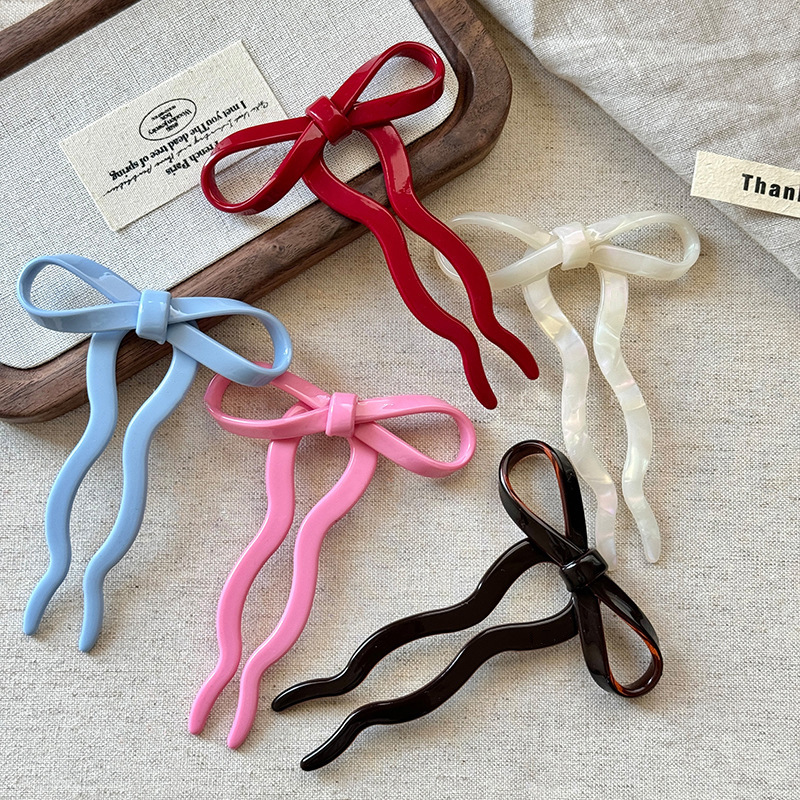 High-grade bow U-shaped hairpin Women's hair bun head artifact hair accessories Sweet and cute hairpin headwear
