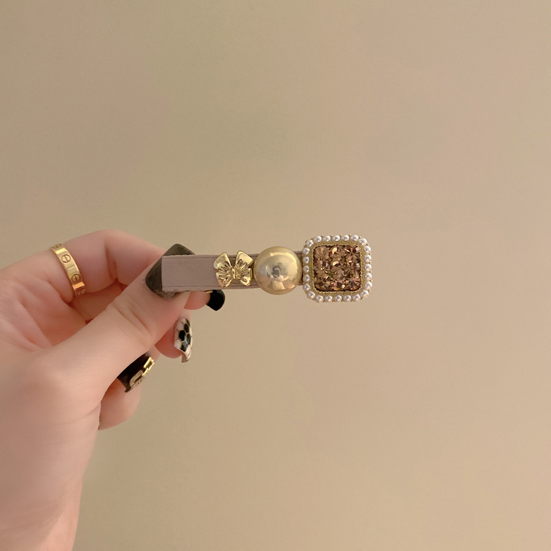 Vintage style small fragrance pearl rhinestones duck beak clip bangs line clip back of head delicate women's high-end hairpin