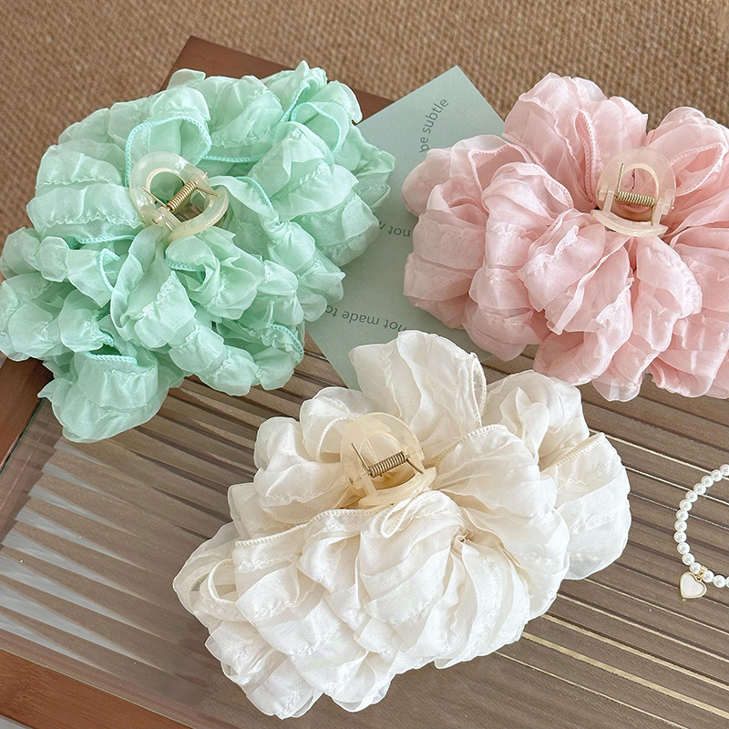 Large multi-layer bow grab clip headwear super fairy hair amount Shark clip 2023 new hair clip female back head