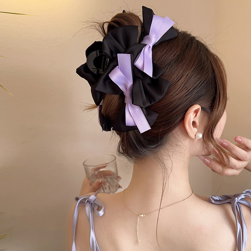 Double sided bow hair clip headdress Superior sense Hair clip large hair accessories back head shark clip