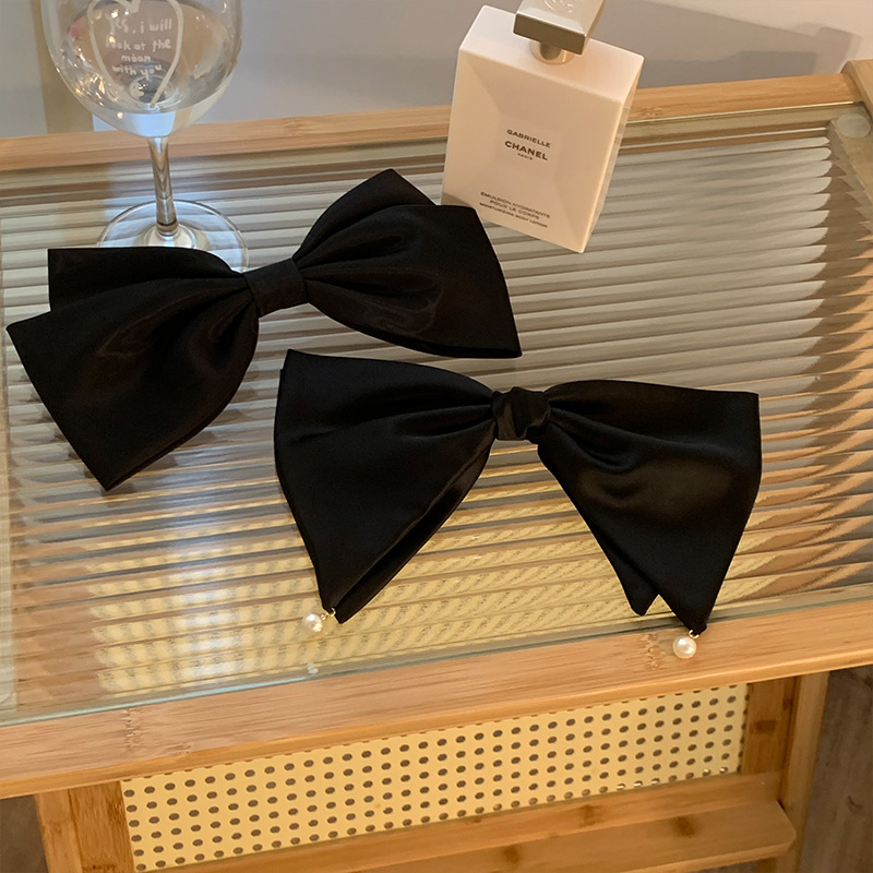 Black bow hair clip Women's Stereoscopic Premium back head large spring clip hair clip Headpiece hair accessories