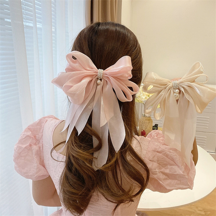 Organza Spring/summer velvet super large bow Spring/summer hairpin Women's hair accessories Headwear women