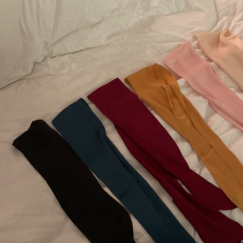 Romantic atmosphere French elegant solid color narrow fairy temperament superior sense tied hair streamers