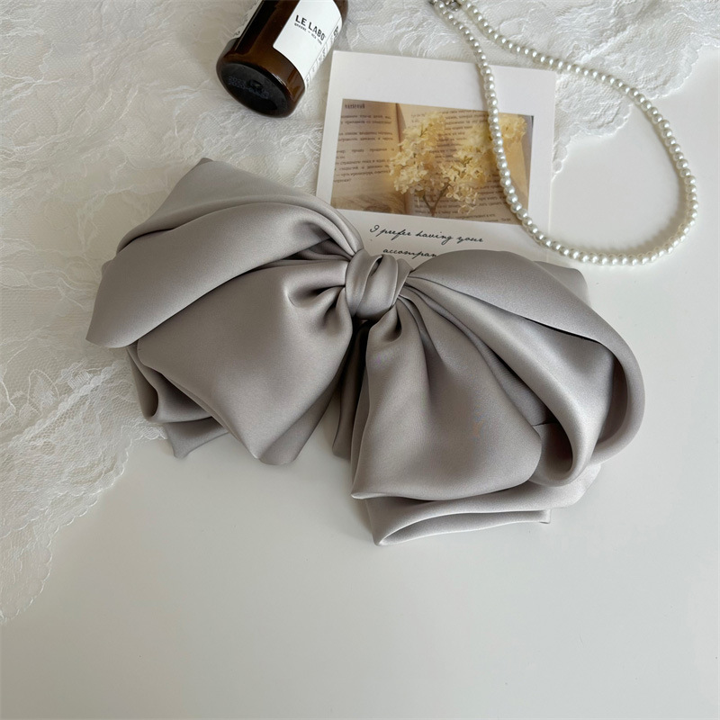 French vintage style black big bow hair clip Women's advanced hair clip hair accessories back head spring clip