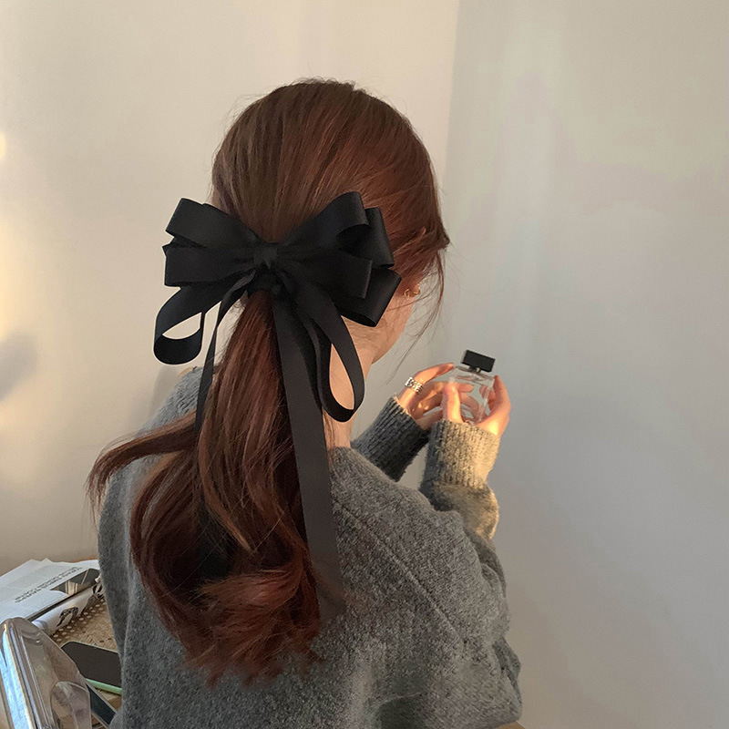 Big bow French black premium hairpin Korean hair accessories New back head headpiece