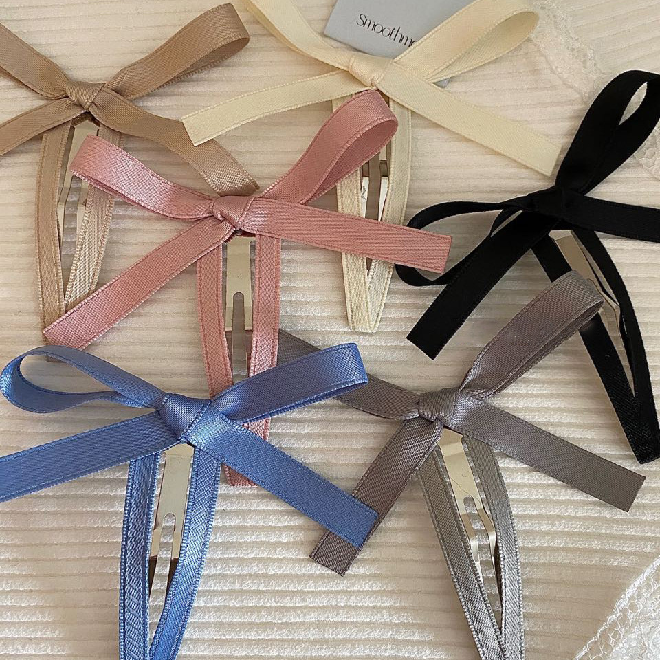 Sweet girly Ribbon Bow bb Clip Large bangs Clip New Hairpin Side Broken hairpin Hair tiara