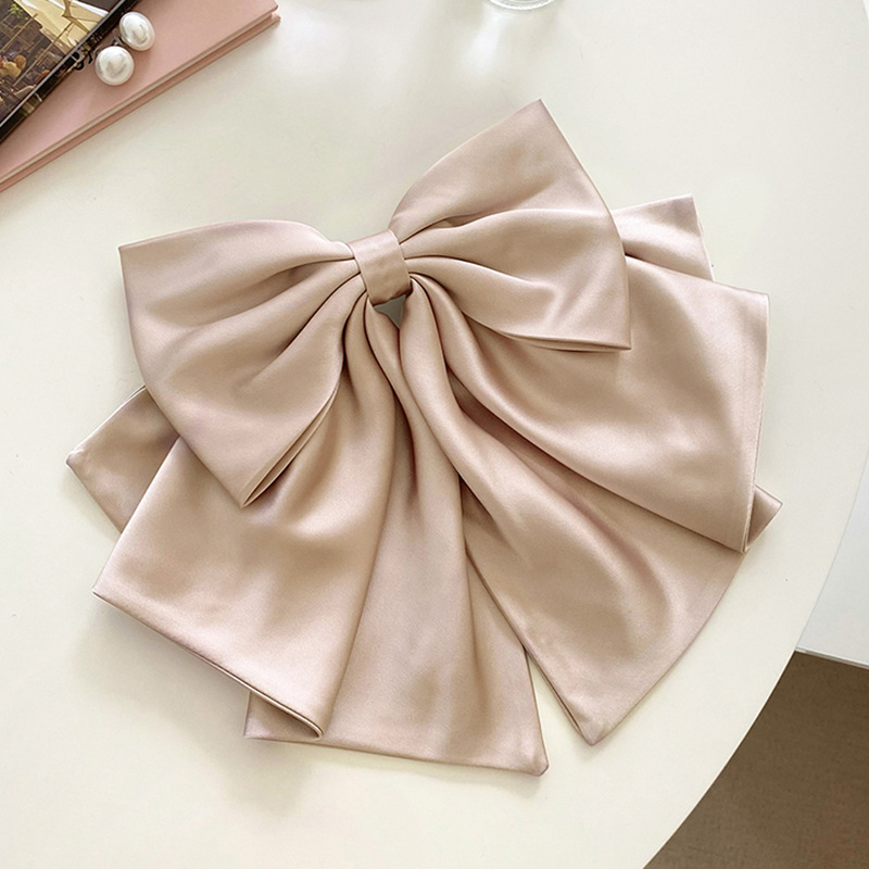 French oversized bow hair clip Satin high quality rear head spring clip new design hair accessories