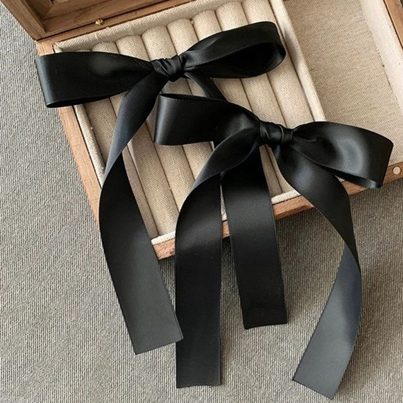 Delicate ballet-style black ribbon bow hair clip back of women's hair accessories Hair card duck beak clip