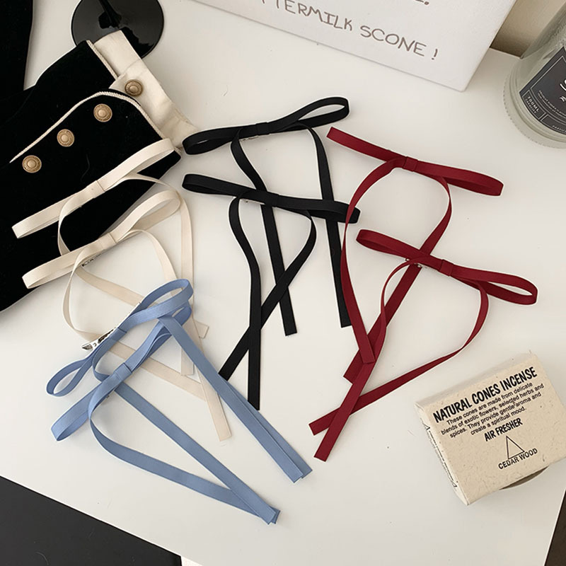 Braided ribbon Bow hair clip streamer Blue sweet girl hair clip double