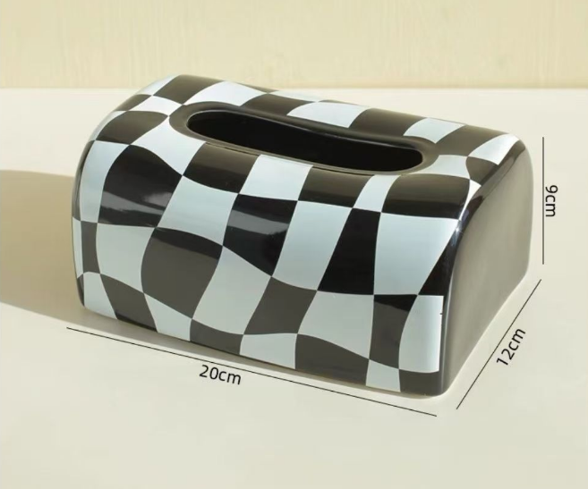 Light luxury black and white tissue box living room ceramic paper box