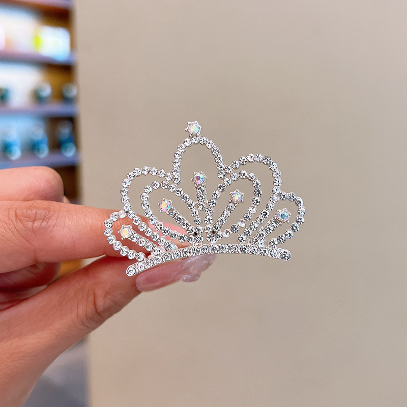Girls' Crown Tiara Children's Korean Crown Birthday Show Princess Baby Rhinestones with hair clips and hair clips