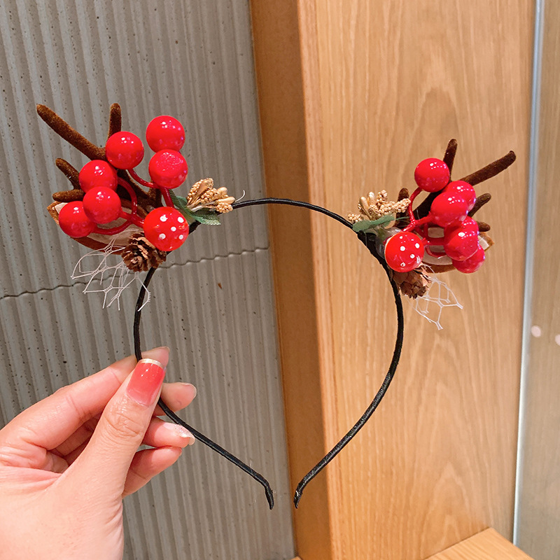 Antler headband Super Fairy Christmas Hairball Haircard Girl Cute deer ears Headscarfd