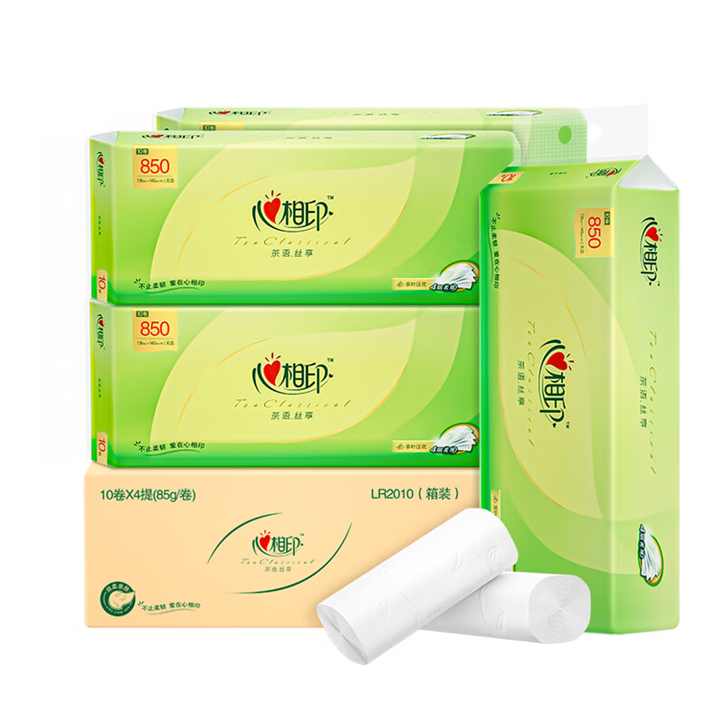 心相印茶语丝享系列85克10卷4提装4层无芯卫生纸
