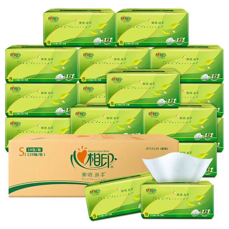 心相印茶语丝享系列120抽18包装三层塑装纸面巾