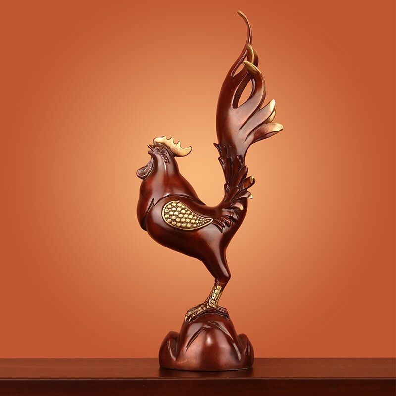 Striking all bronze chicken decoration fortune 12 zodiac chicken crafts home living room office opening gift