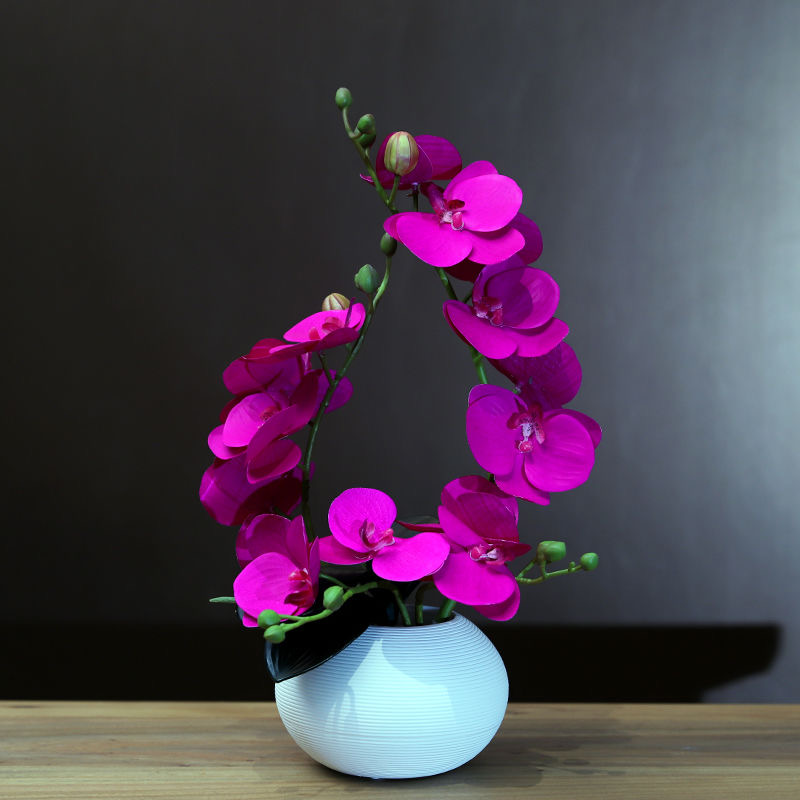 Phalaenopsis simulation fake flower flower set decoration European living room TV cabinet table tea table decoration silk flower