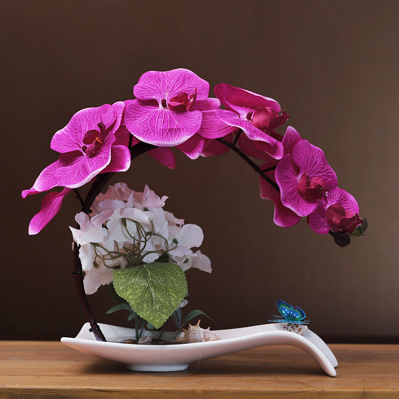 Light luxury ins vanilla orchid Phalaenopsis simulation flower fake flower decoration dry flower table decoration flower arrange