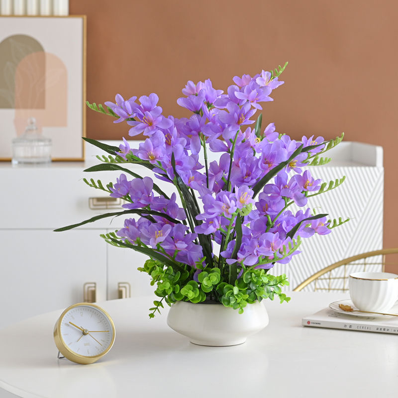 Light luxury ins vanilla orchid Phalaenopsis simulation flower fake flower decoration dry flower table decoration flower arrange