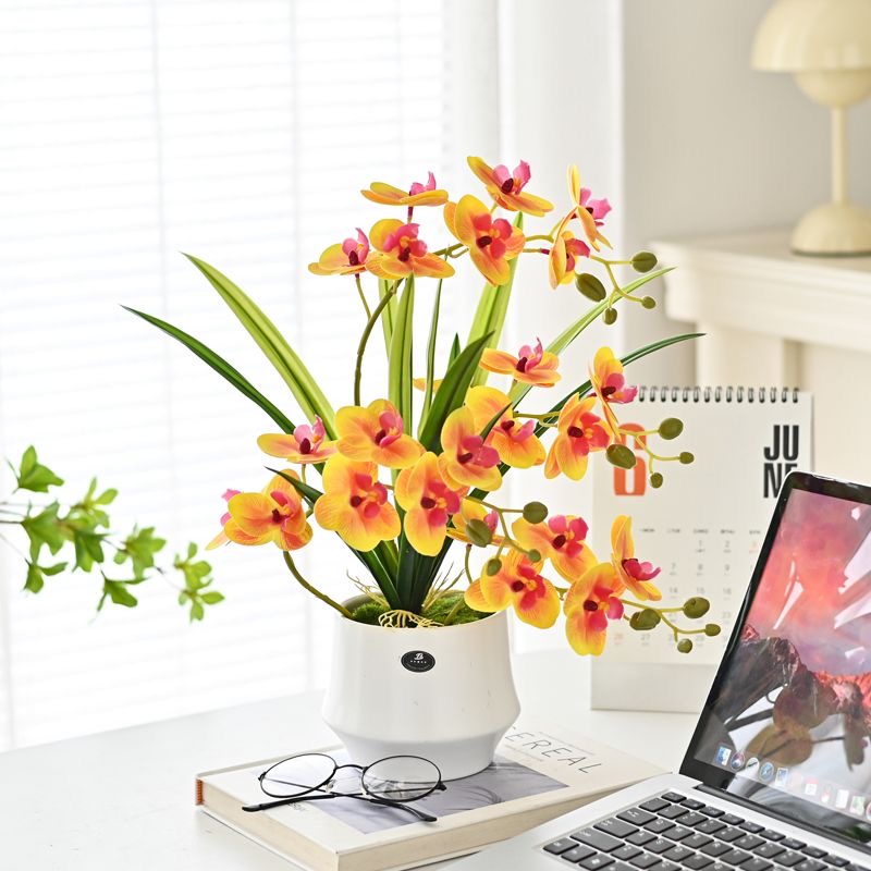 Feel pu Phalaenopsis simulation flower decoration high-end flower decoration living room flower decoration fake flower decoratio