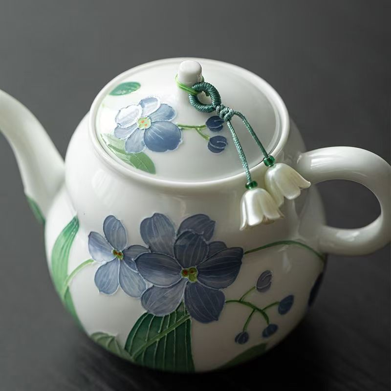 Hand-painted teapot Household ceramic small white porcelain tea infuser Chinese kung fu tea set