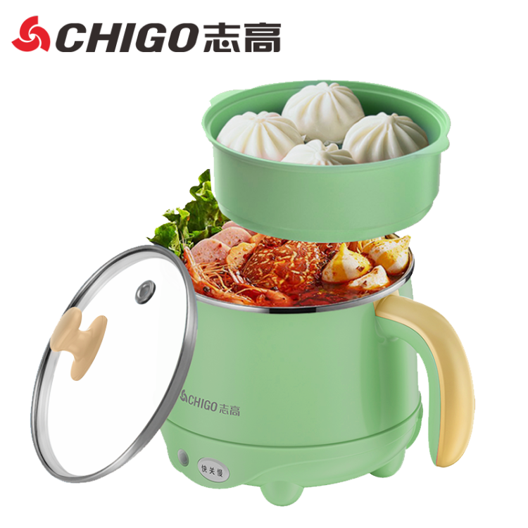 志高电煮锅1.5L带蒸笼YK-06015（专款） 绿色