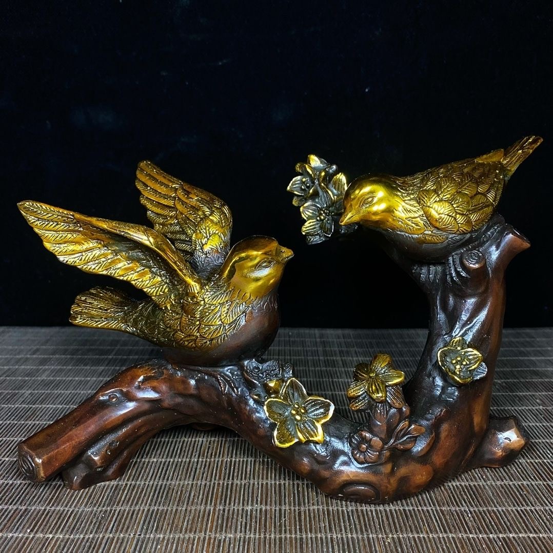 New brass gilt double happiness Linmun happy eyebrows decoration home living room porch Chinese household high-grade decoration