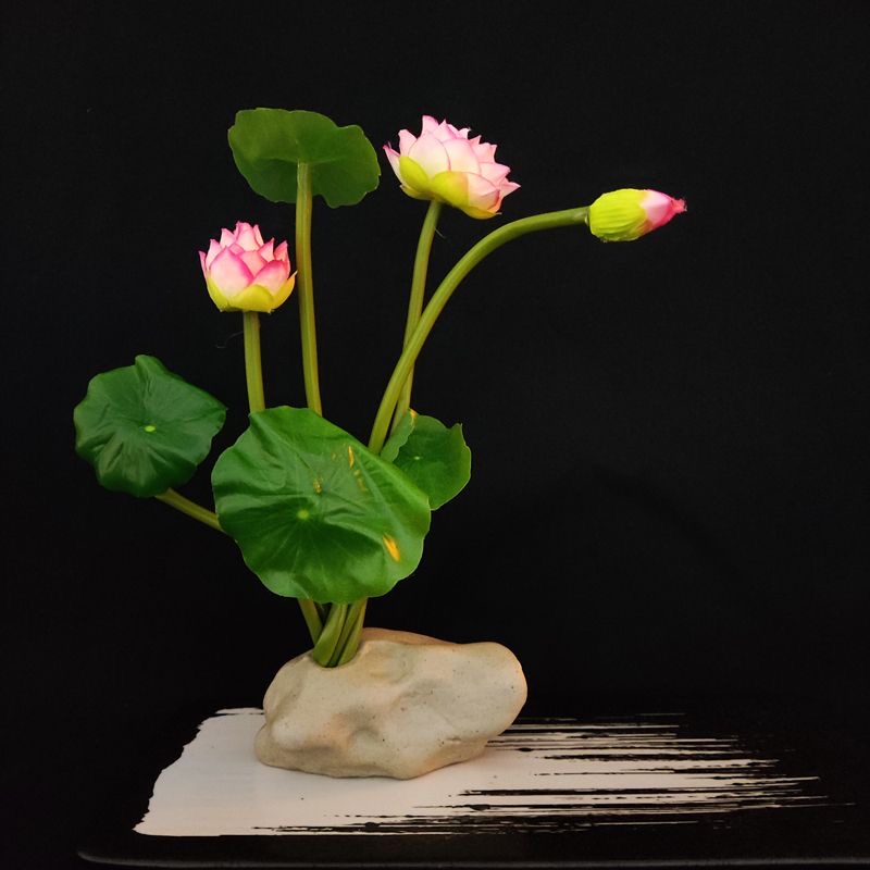 New imitation stone lotus decoration fake flowers retro new Chinese decorative flowers upscale hotel sushi plate flower plate de