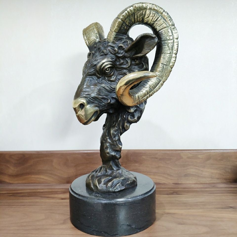 Goat's head bronze sculpture sculpture home jewelry crafts living room porch study office charm decoration