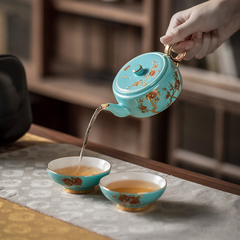芈瓷瓷硕果快客杯 一壶二杯精致户外便携茶具MC-0308C