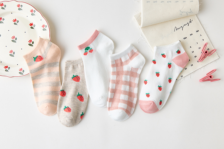 花辞日记 春日小清新花朵袜女袜固定5色组10支双