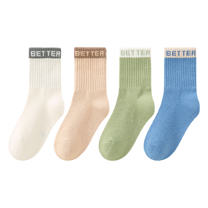 花辞日记儿童袜子4双装秋冬款拼色better MW-070